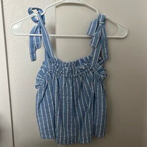 White and blue striped shirt